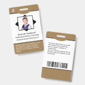 Aangepaste kantoorbarcode-logo ID-kaart Badge (Voor- en achterkant)