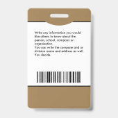 Aangepaste kantoorbarcode-logo ID-kaart Badge (Achterkant)