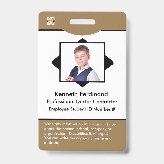 Aangepaste kantoorbarcode-logo ID-kaart Badge (Voorzijde)