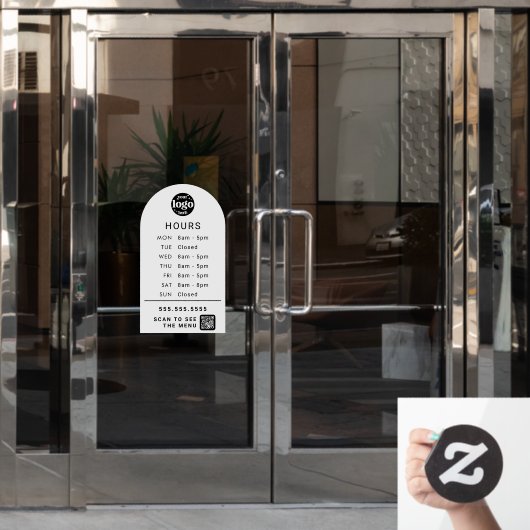 Aangepaste kantooruren met Store Logo en QR-code Raamsticker (Kantoordeur)