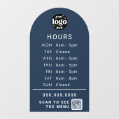 Aangepaste kantooruren met Store Logo en QR-code Raamsticker (Vel)
