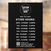 Aangepaste kantooruren Wit Logo Tekst Zwart Terug Raamsticker (Vel 2)