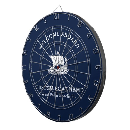Aangepaste Kapitein Boot Nautisch Schip logo Navy Dartbord (Voorkant Rechts)