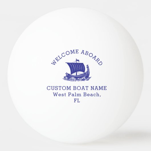 Aangepaste Kapitein Boot Nautisch Schip logo Navy Pingpongbal (Voorkant)