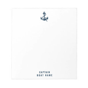 Aangepaste kapitein boot nautische anker marine sc notitieblok