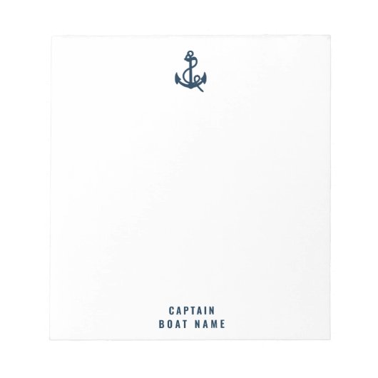 Aangepaste kapitein boot nautische anker marine sc notitieblok (Voorkant)