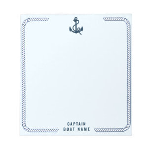 Aangepaste kapitein boot nautische anker marine sc notitieblok