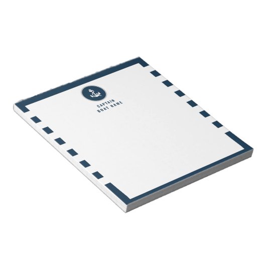 Aangepaste kapitein boot nautische anker marine st notitieblok (Schuin)