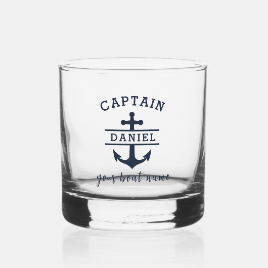 Aangepaste kapitein boot nautische anker whisky glas (Voorkant)