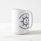 Aangepaste kapitein en anker naam boot koffiemok (Voorkant rechts)