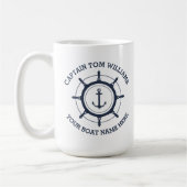 Aangepaste kapitein en anker naam boot koffiemok (Links)