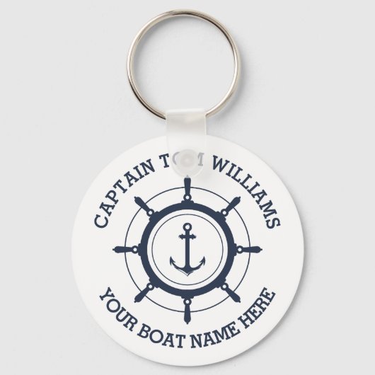 Aangepaste kapitein en anker naam boot sleutelhanger (Voorkant)