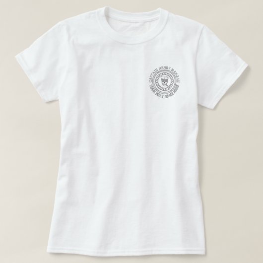 Aangepaste kapitein en anker naam boot t-shirt (Design voorkant)