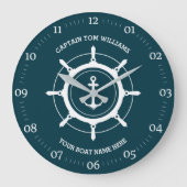 Aangepaste kapitein en anker naam vaartuig Groen Grote Klok (Voorkant)