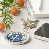 Aangepaste kapitein- en bootnaam Anker Touw Rand Sleutelhanger (Zijkant)