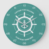 Aangepaste kapitein en bootnaamanker Turquoise Grote Klok (Voorkant)