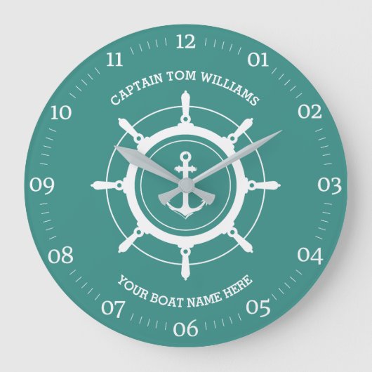 Aangepaste kapitein en bootnaamanker Turquoise Grote Klok (Voorkant)
