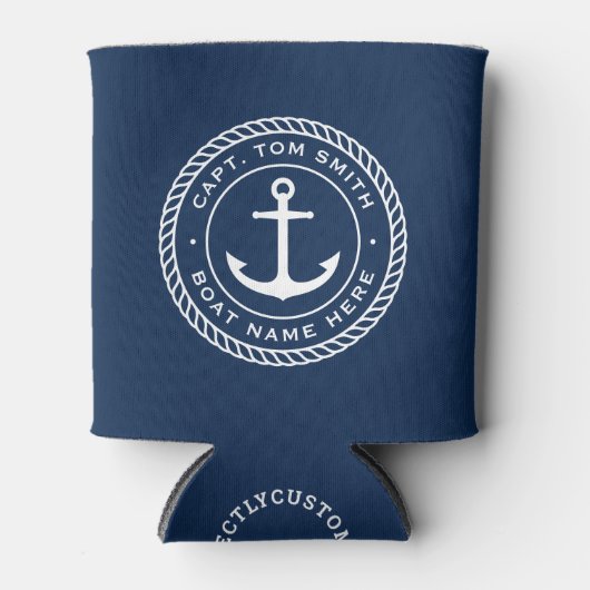 Aangepaste kapitein en bootnaamankertouw blikjeskoeler (Voorkant)