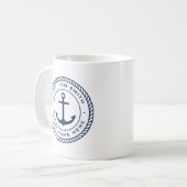 Aangepaste kapitein en bootnaamankertouw koffiemok (Voorkant links)