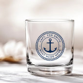 Aangepaste kapitein en bootnaamankertouw whisky glas