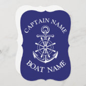 Aangepaste kapitein naam marine-uitnodiging kaart (Voorkant / Achterkant)