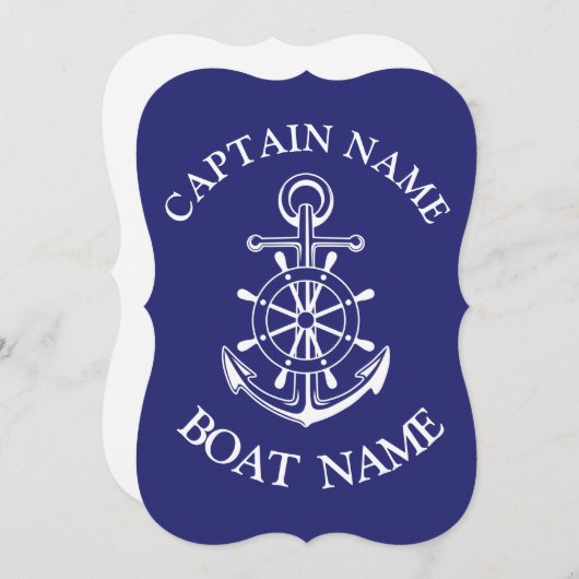 Aangepaste kapitein naam marine-uitnodiging kaart (Voorkant / Achterkant)