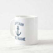 Aangepaste kapitein naam marineankerkoffie-mok koffiemok (Voorkant links)