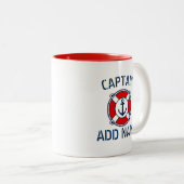 Aangepaste kapitein naam marineankerringboei-mok tweekleurige koffiemok (Voorkant rechts)