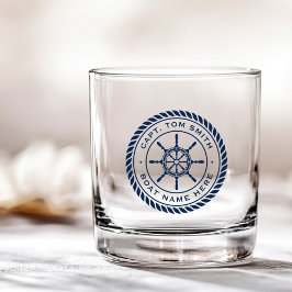 Aangepaste kapitein naam zeeschip whisky glas