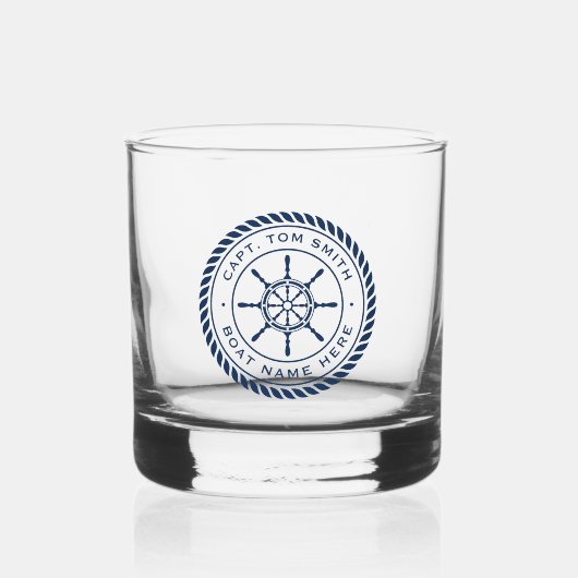 Aangepaste kapitein naam zeeschip whisky glas (Voorkant)