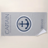 Aangepaste kapitein Nautical Anchor Boat Strandlaken (Voorkant)
