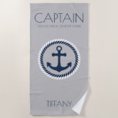 Aangepaste kapitein Nautical Anchor Boat Strandlaken (Voorkant)