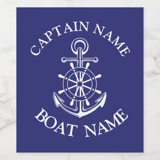 Aangepaste kapitein scheepvaart wijn etiket (Enkel label)