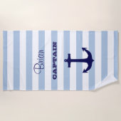 Aangepaste Kapitein Striped Beach Towel Strandlaken (Voorkant)