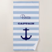 Aangepaste Kapitein Striped Beach Towel Strandlaken (Voorkant)