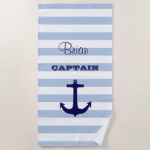 Aangepaste Kapitein Striped Beach Towel