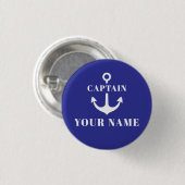 Aangepaste Kapiteinsnaam Anker Blauwe Knop Ronde Button 3,2 Cm (Voorkant /achterkant)