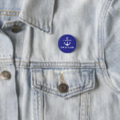Aangepaste Kapiteinsnaam Anker Blauwe Knop Ronde Button 3,2 Cm (In situ)