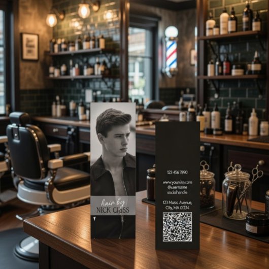 Aangepaste Kapper Contactkaart met QR-code Mini Visitekaartje