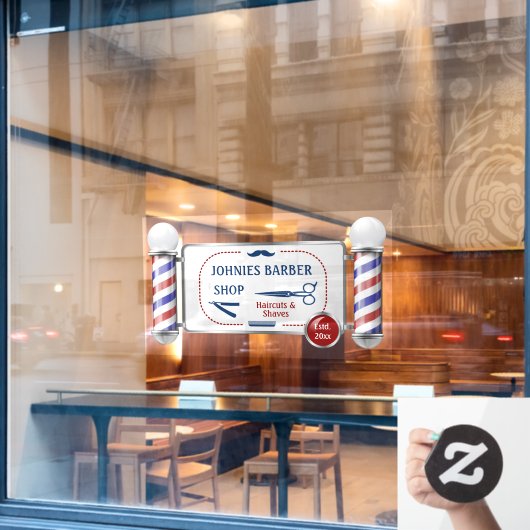 Aangepaste Kapperpaal Kapperzaak Bedrijf Raamsticker (Cafe Raam)