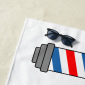 Aangepaste kapperswinkel paal en snor logo strandlaken (In situ)