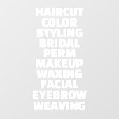 Aangepaste kapsalon spa lijst van diensten Groot Raamsticker (Vel)