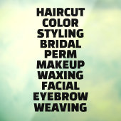 Aangepaste kapsalon spa lijst van diensten Groot Raamsticker (Vel 3)
