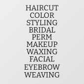 Aangepaste kapsalon spa lijst van diensten Groot Raamsticker (Vel)