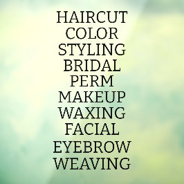 Aangepaste kapsalon spa lijst van diensten Groot Raamsticker