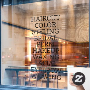 Aangepaste kapsalon spa lijst van diensten Groot Raamsticker