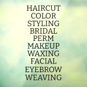 Aangepaste kapsalon spa lijst van diensten Groot Raamsticker (Vel 3)