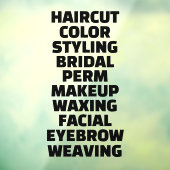 Aangepaste kapsalon spa lijst van diensten Groot Raamsticker (Vel 3)