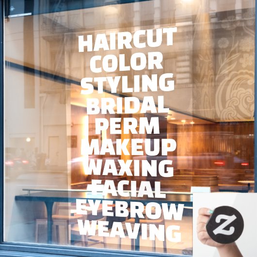 Aangepaste kapsalon spa lijst van diensten Groot Raamsticker (Cafe Raam)