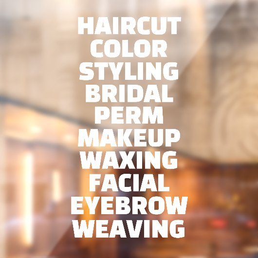 Aangepaste kapsalon spa lijst van diensten groot raamsticker (Vel 2)